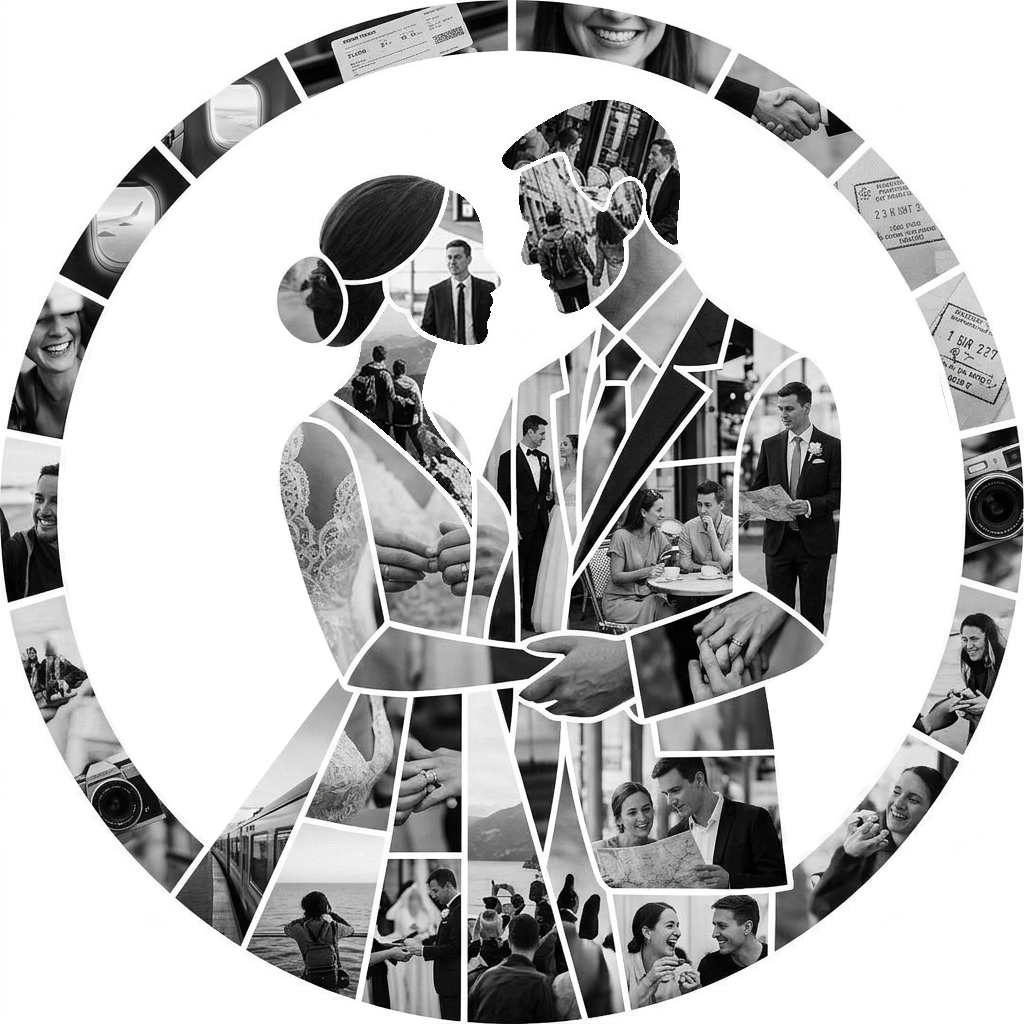 Bride & Groom in Circle Portrait
