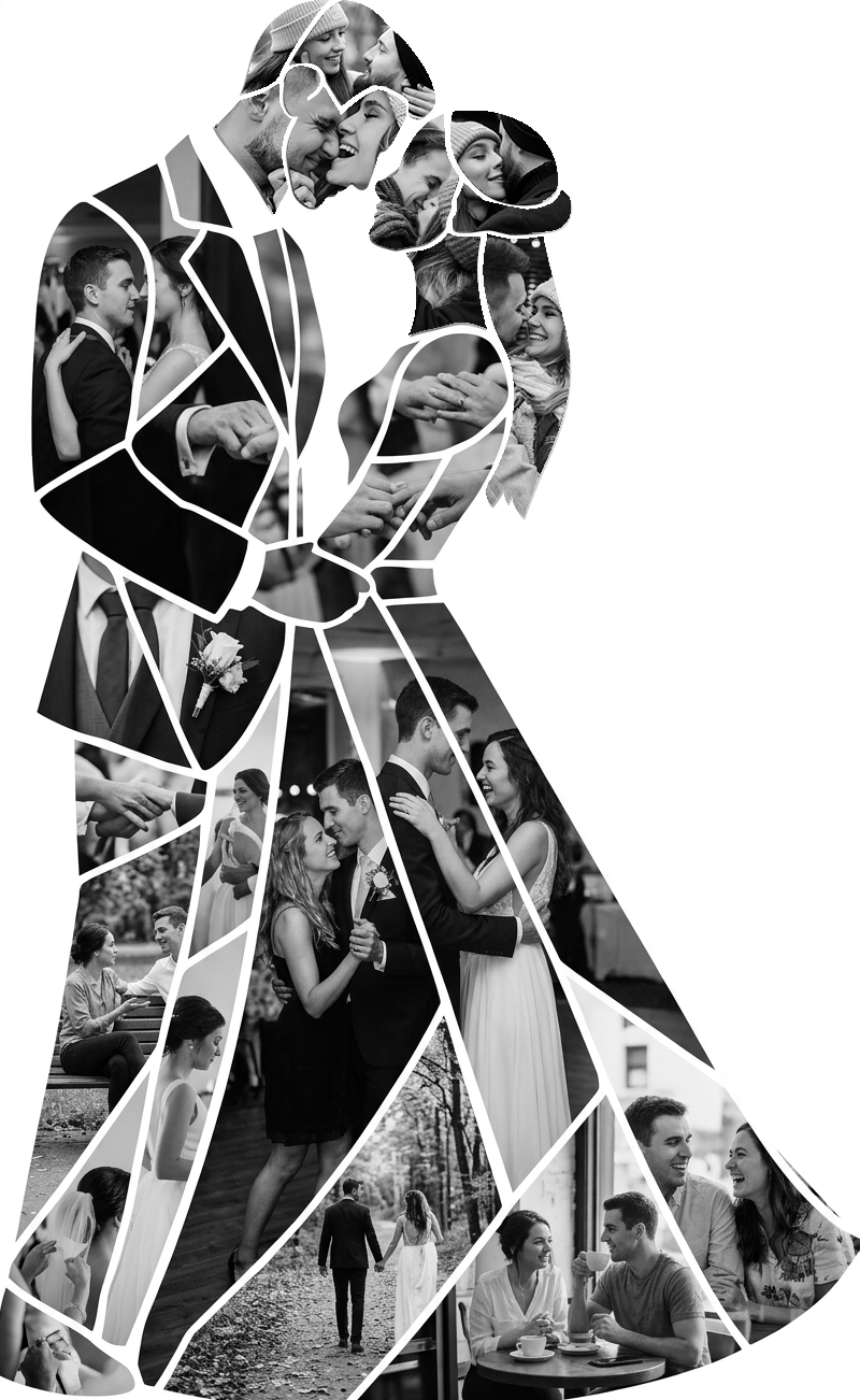 Bride with Veil & Groom Portrait