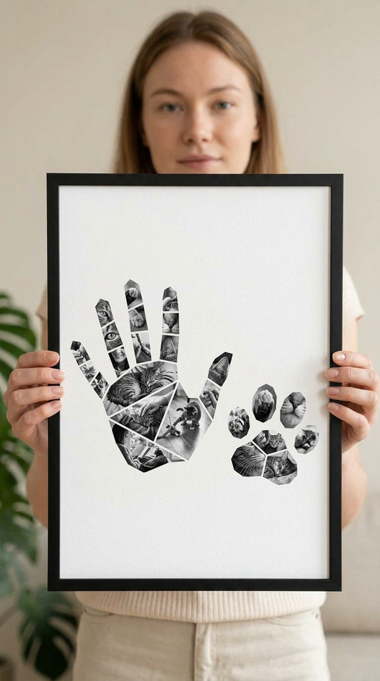 Hand & Cat Paw Print