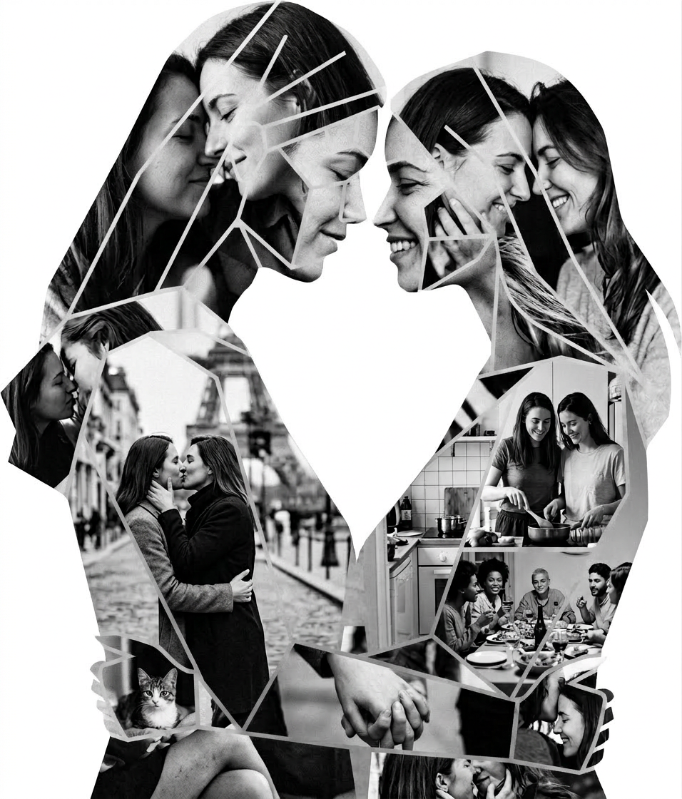 Lesbian Couple Embrace Portrait