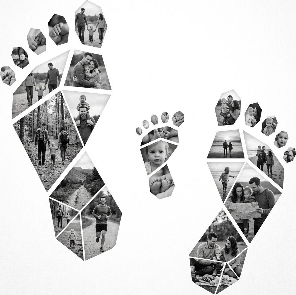 Mother Father Child Footprints Portrait