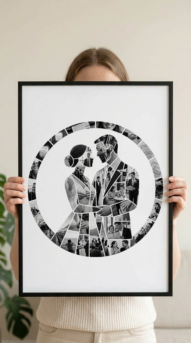 Bride & Groom in Circle Portrait