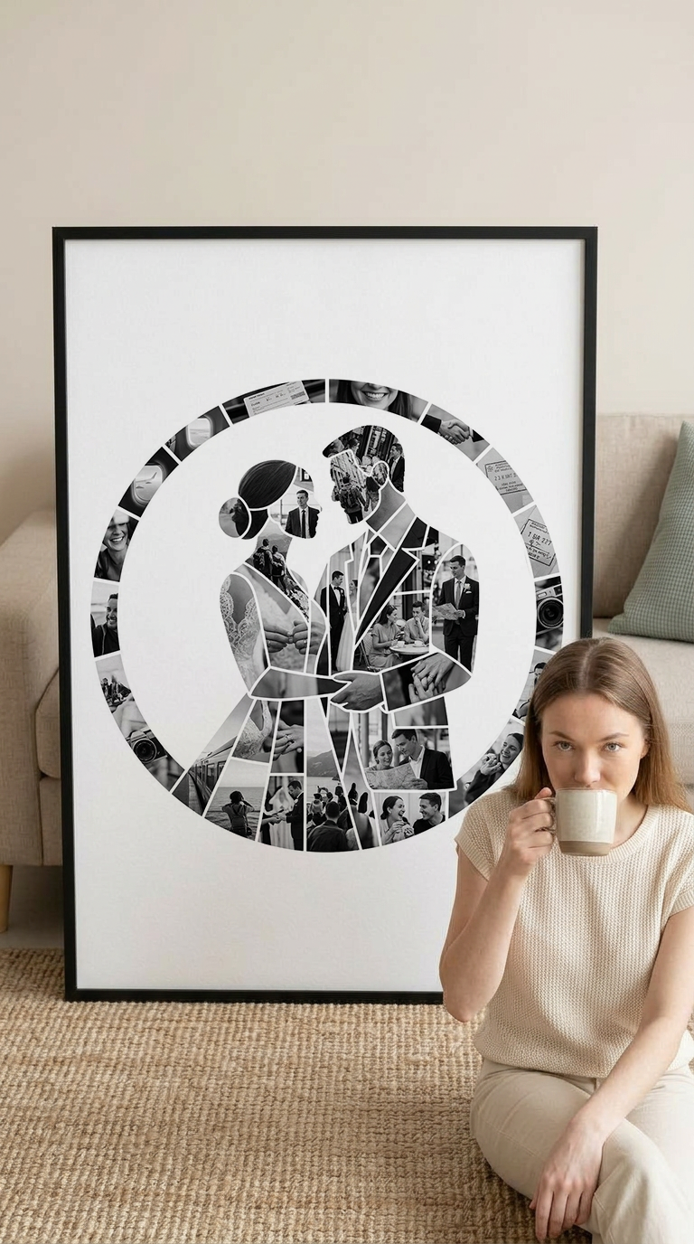 Bride & Groom in Circle Portrait