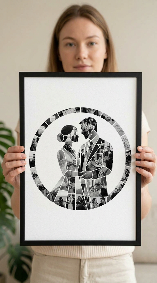 Bride & Groom in Circle Portrait