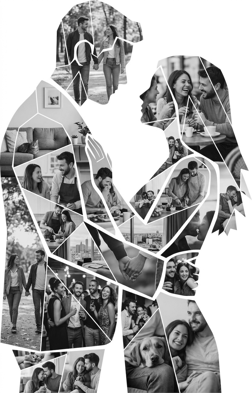 Embracing Facing Couple