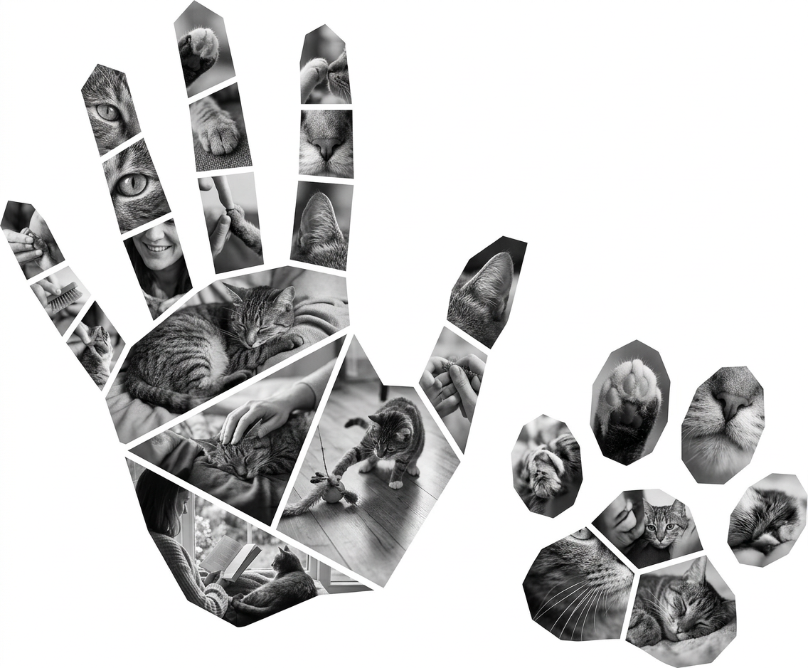 Hand & Cat Paw Print