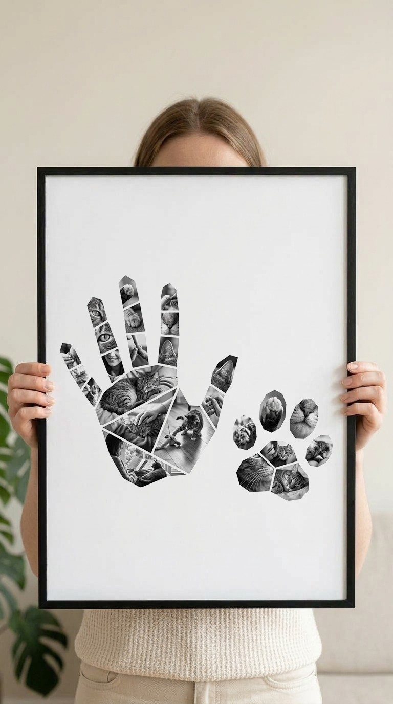 Hand & Cat Paw Print