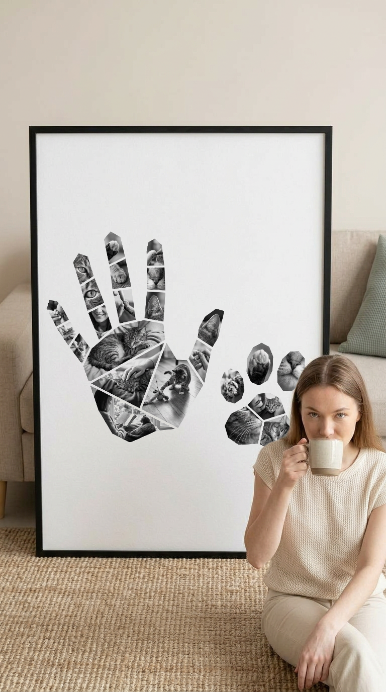 Hand & Cat Paw Print