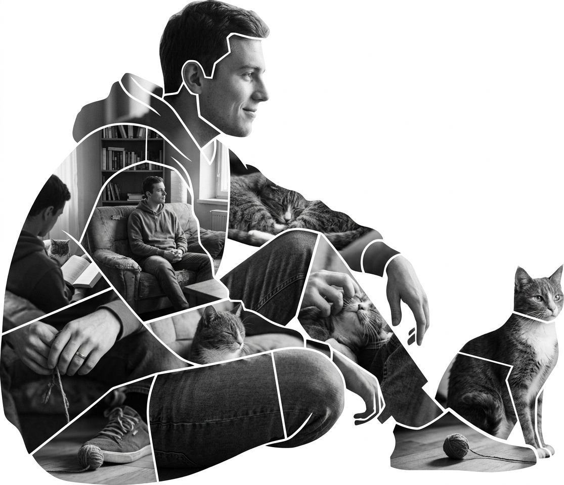 Man with Cat Portrait