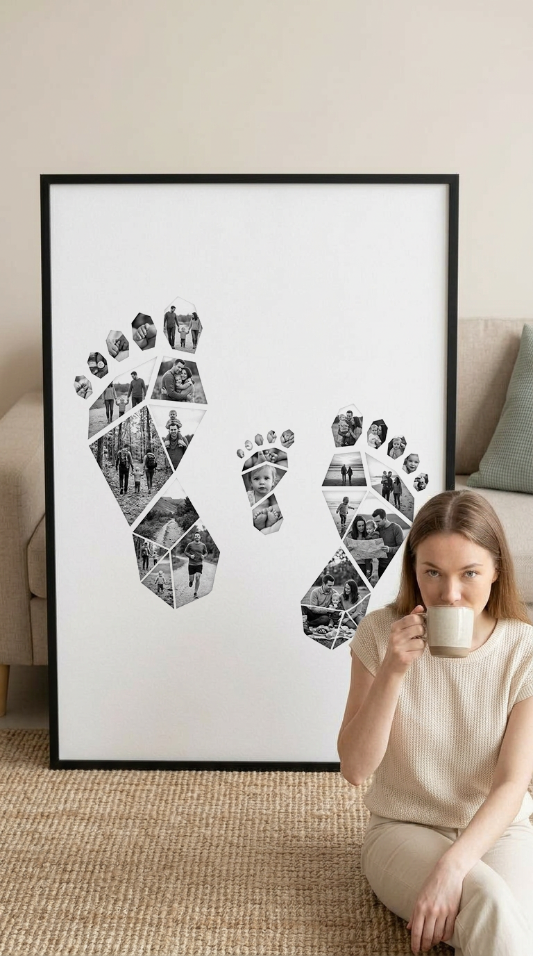 Mother Father Child Footprints Portrait