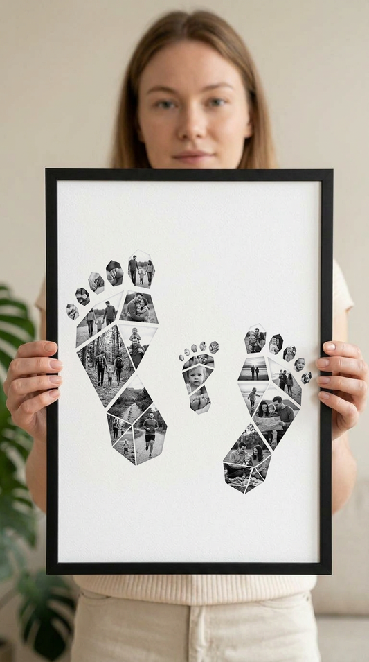 Mother Father Child Footprints Portrait